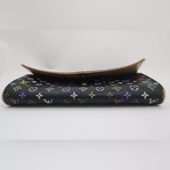 Louis-Vuitton Long Wallet Black Multicolor Porte Monet Monogram Authentic USED - Picture 5 of 14